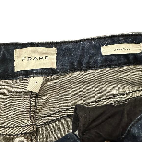 Frame Womens jeans Le One Skinny two tone dark and black wash Size 2 - Picture 4 of 7